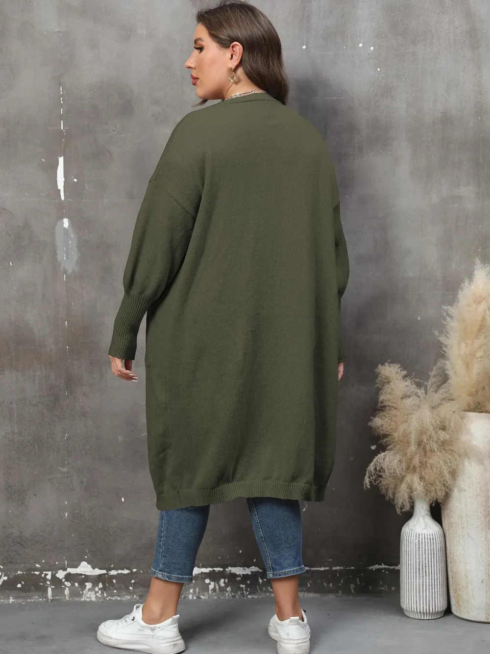 Plus Size Long Sleeve Pocketed Cardigan, image 21