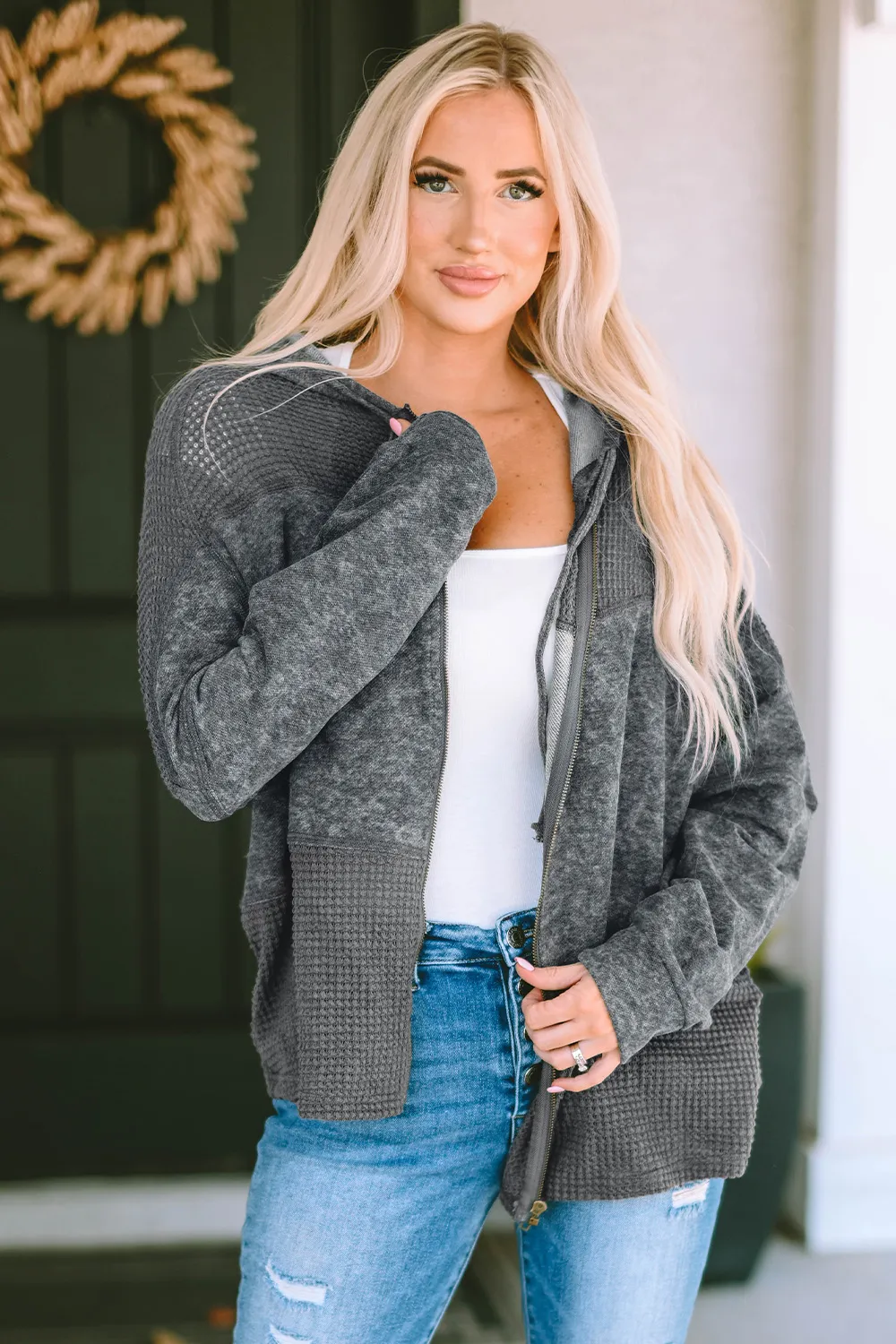 Zip-Up Drawstring Hooded Jacket, image 9