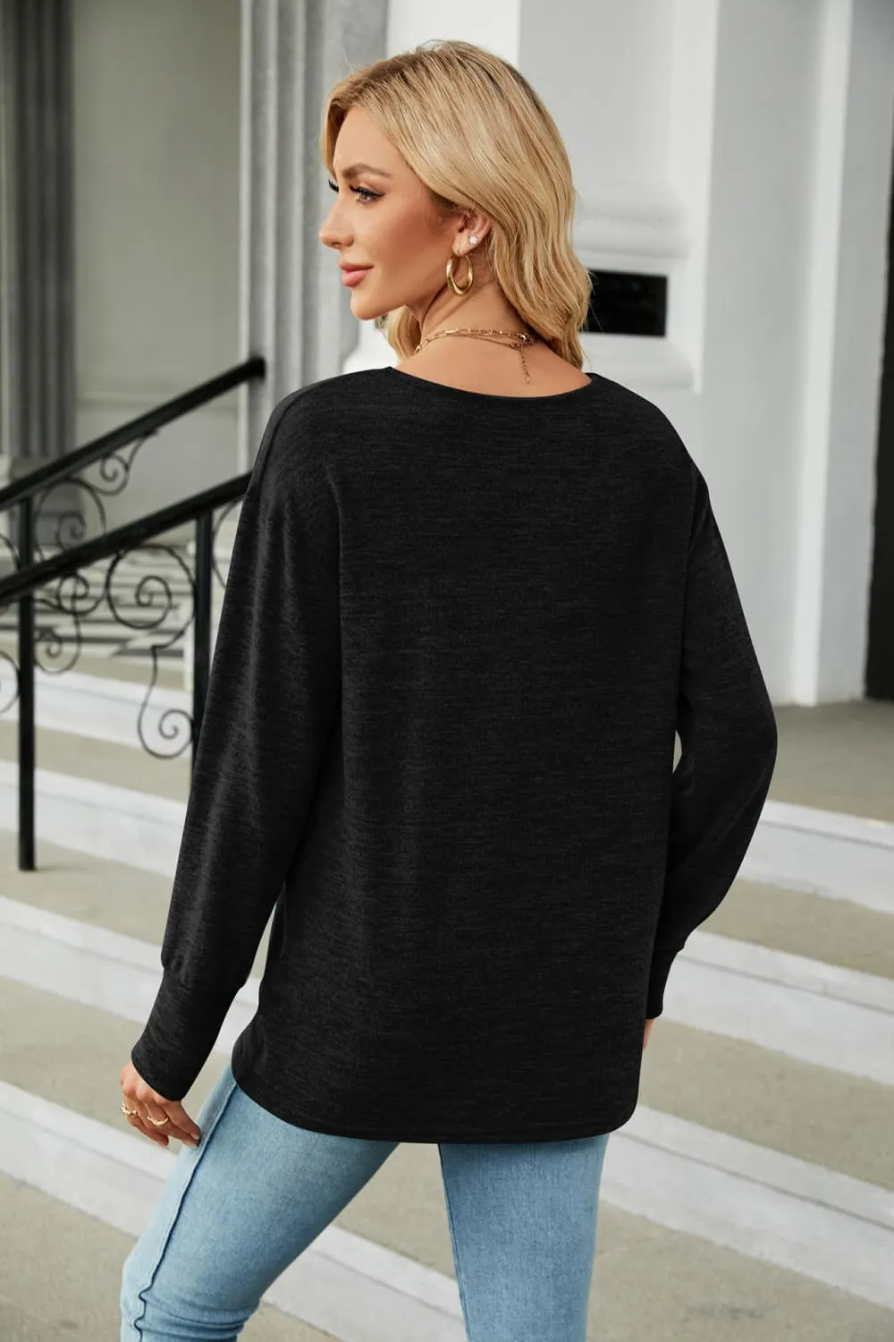 V-Neck Long Sleeve T-Shirt, image 18