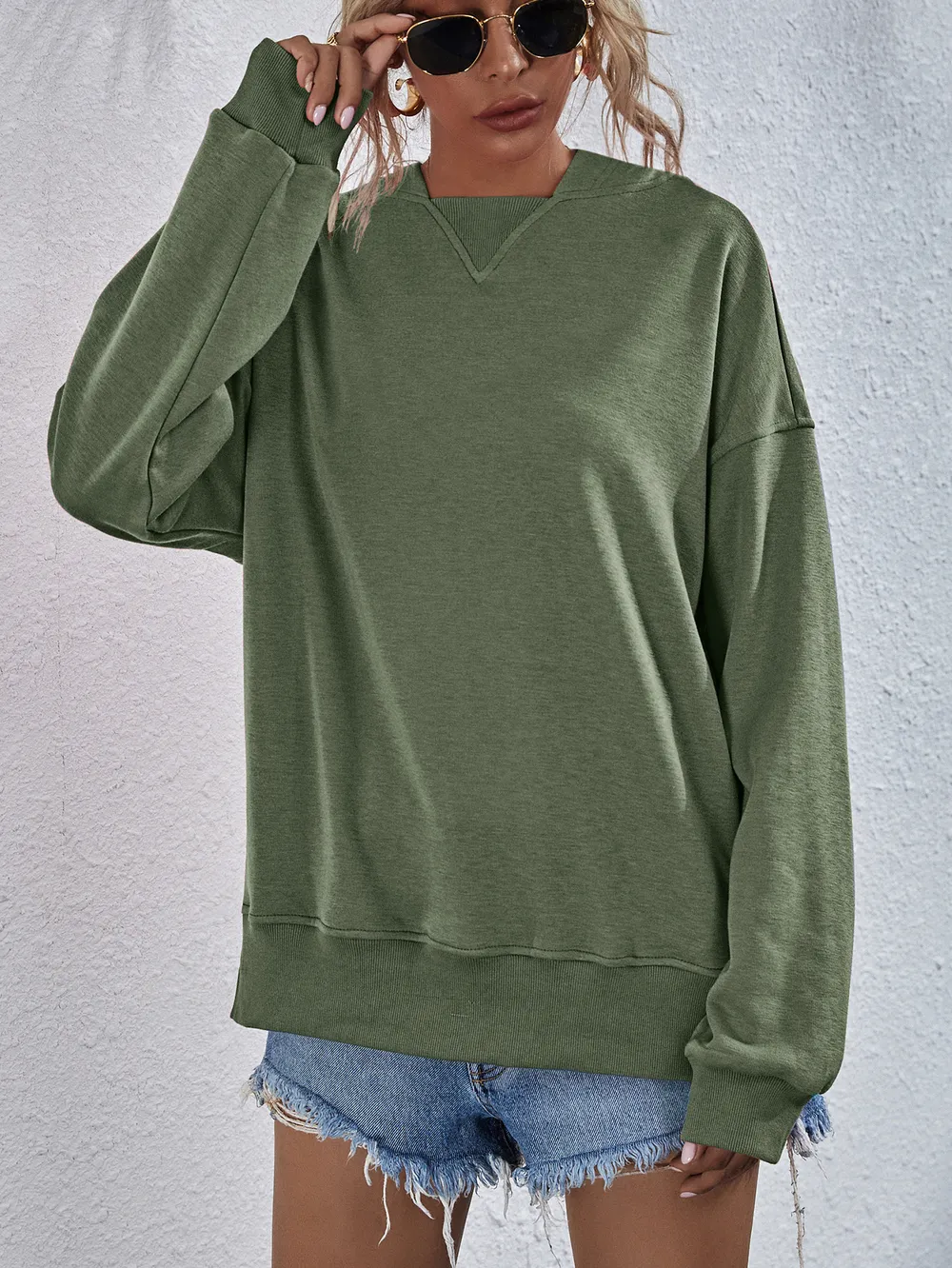 Dropped Shoulder Slit Hoodie, image 26