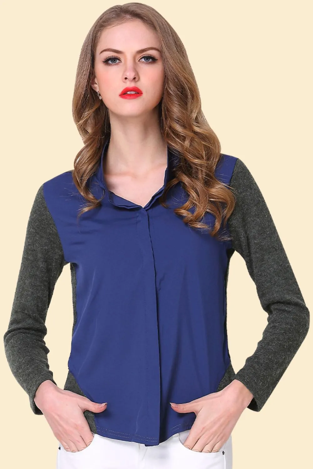 Two-Tone Spliced Shirt, image 3