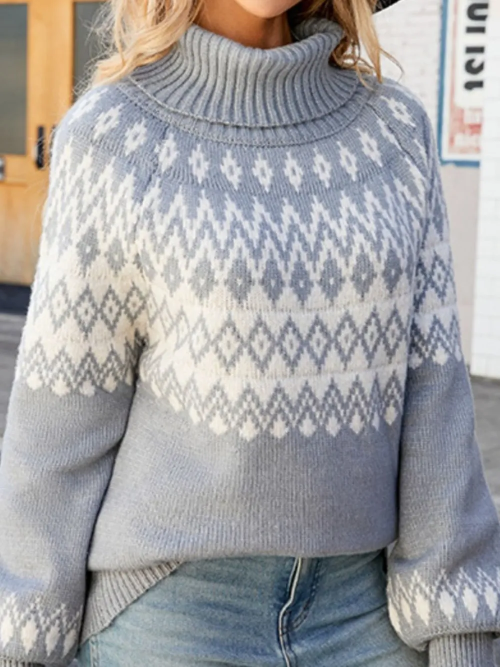 Turtleneck Lantern Sleeve Sweater, image 4