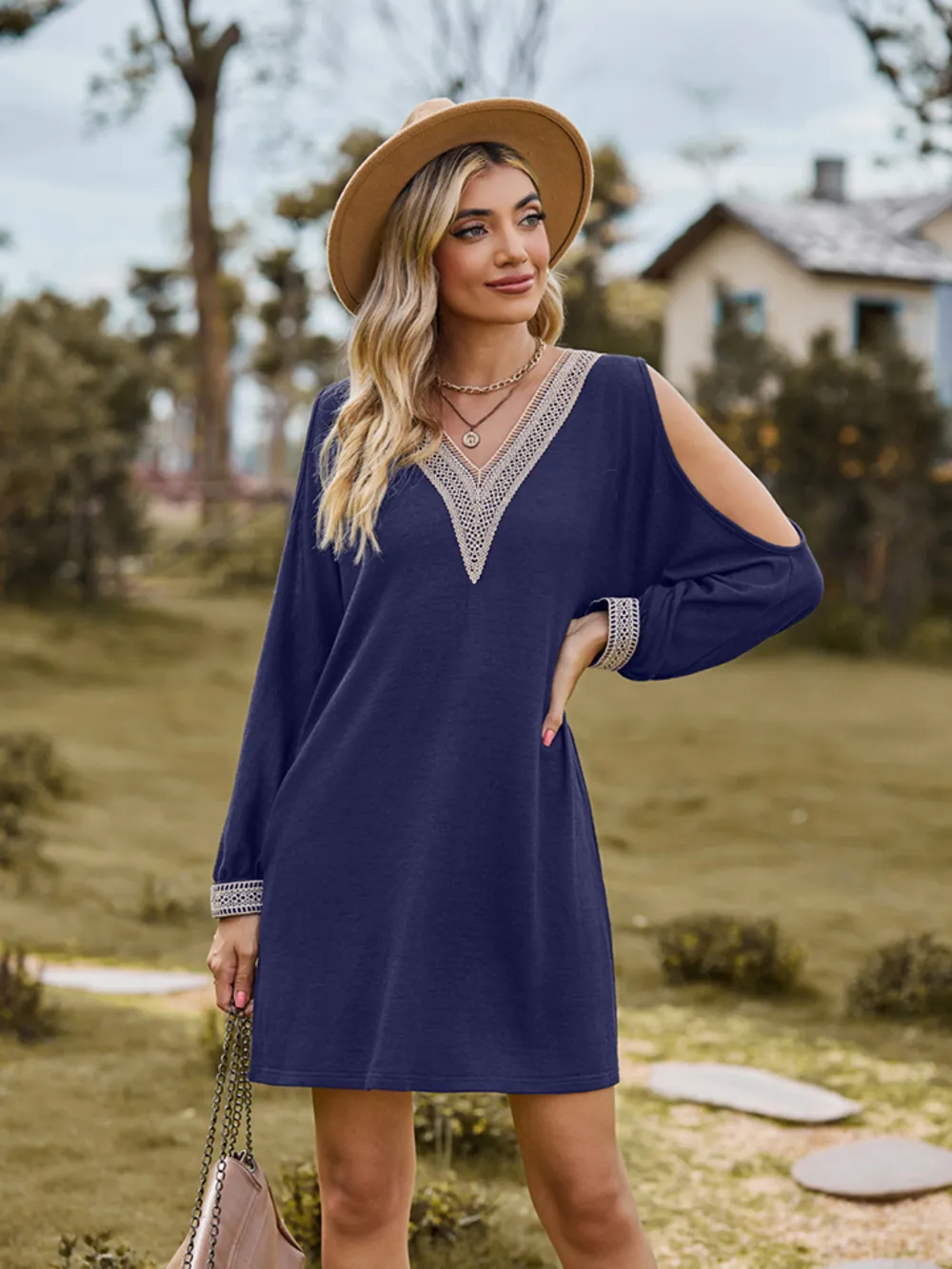 V-Neck Cutout Sleeve Mini Dress, image 6
