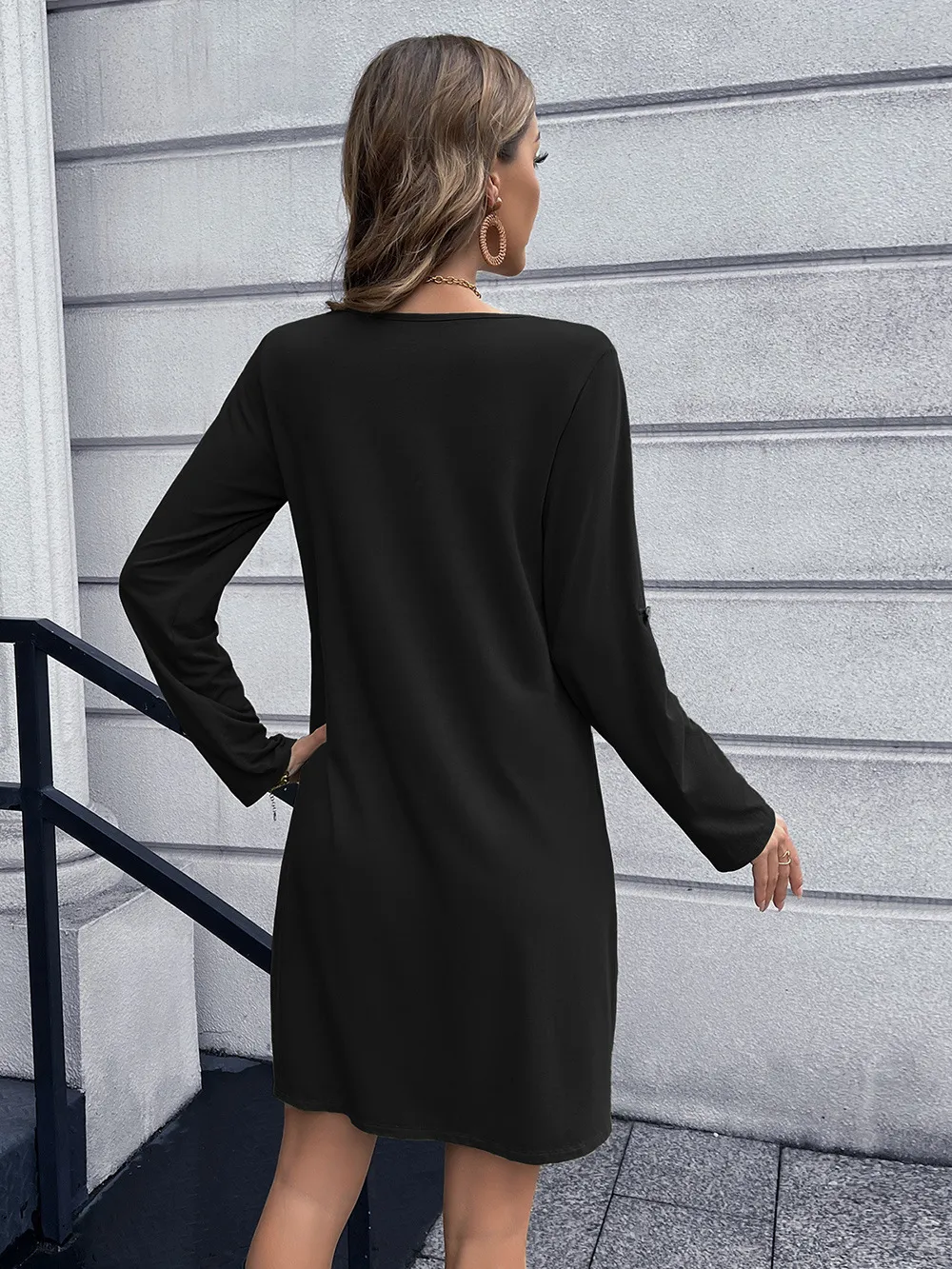 Button Down V-Neck Mini Dress, image 12