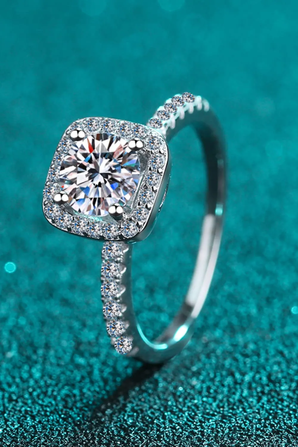 2 Carat Moissanite Square Halo Ring, image 4