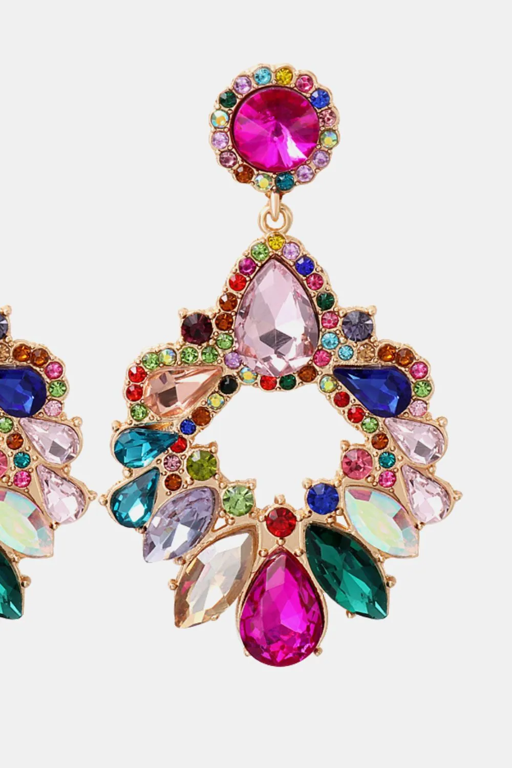 Zinc Alloy Frame Glass Stone Dangle Earrings, image 4