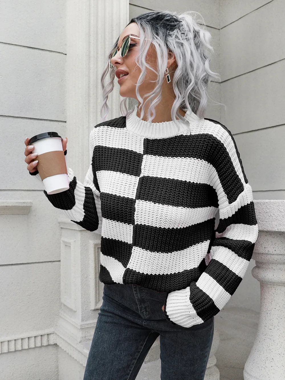 Two-Tone Dropped Shoulder Sweater, image 5
