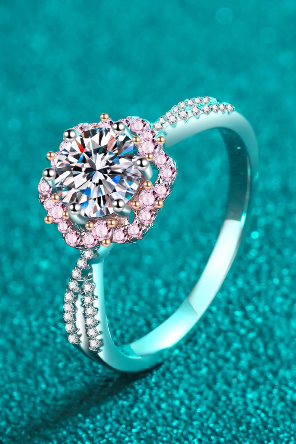 1 Carat Moissanite Flower-Shaped Crisscross Ring, image 3