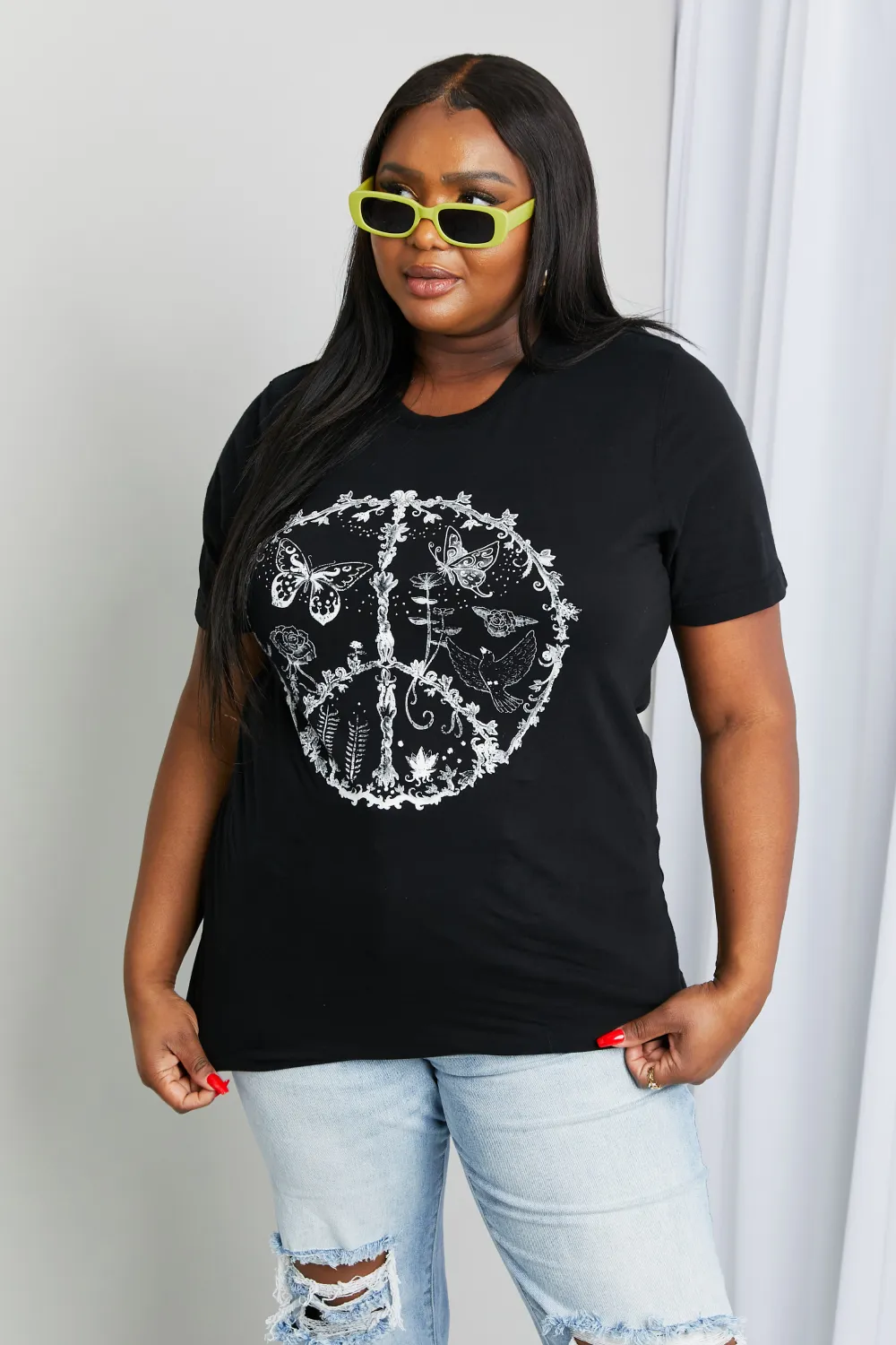 Full Size Butterfly Graphic Tee Shirt, image 5