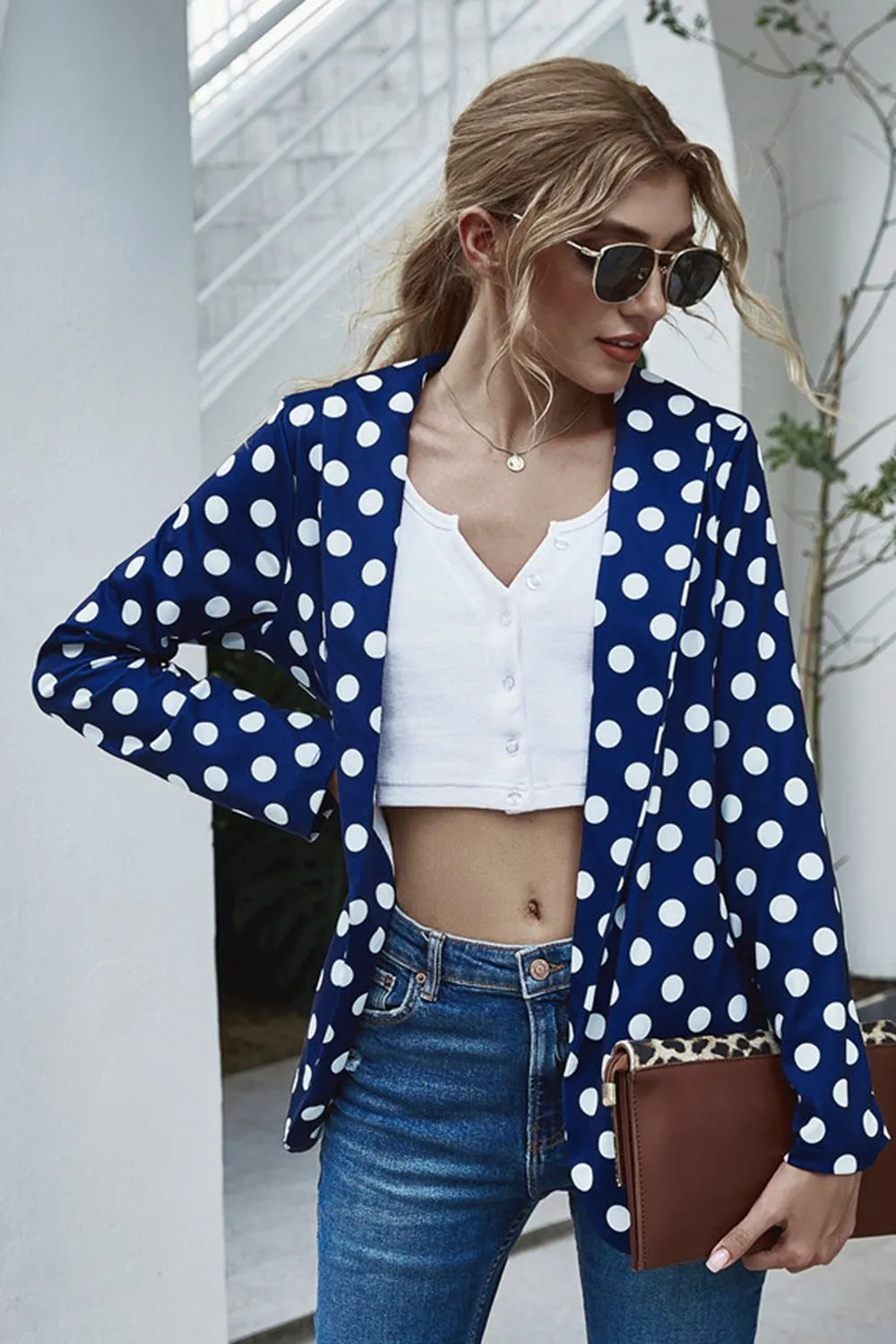 Polka Dot Long Sleeve Blazer, image 5