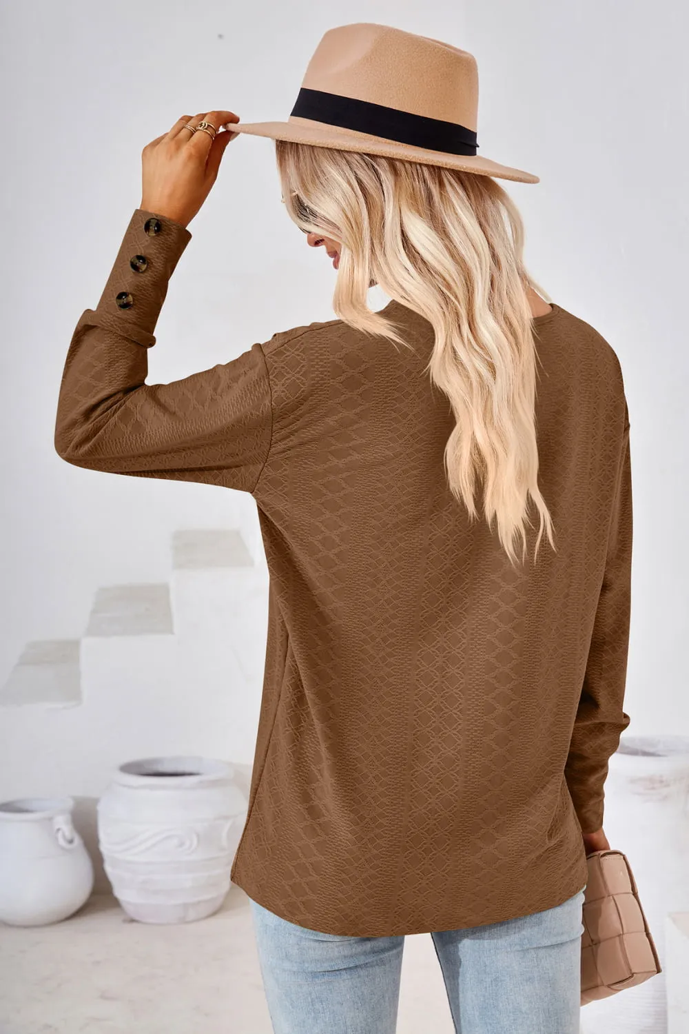 V-Neck Long Sleeve Blouse, image 3