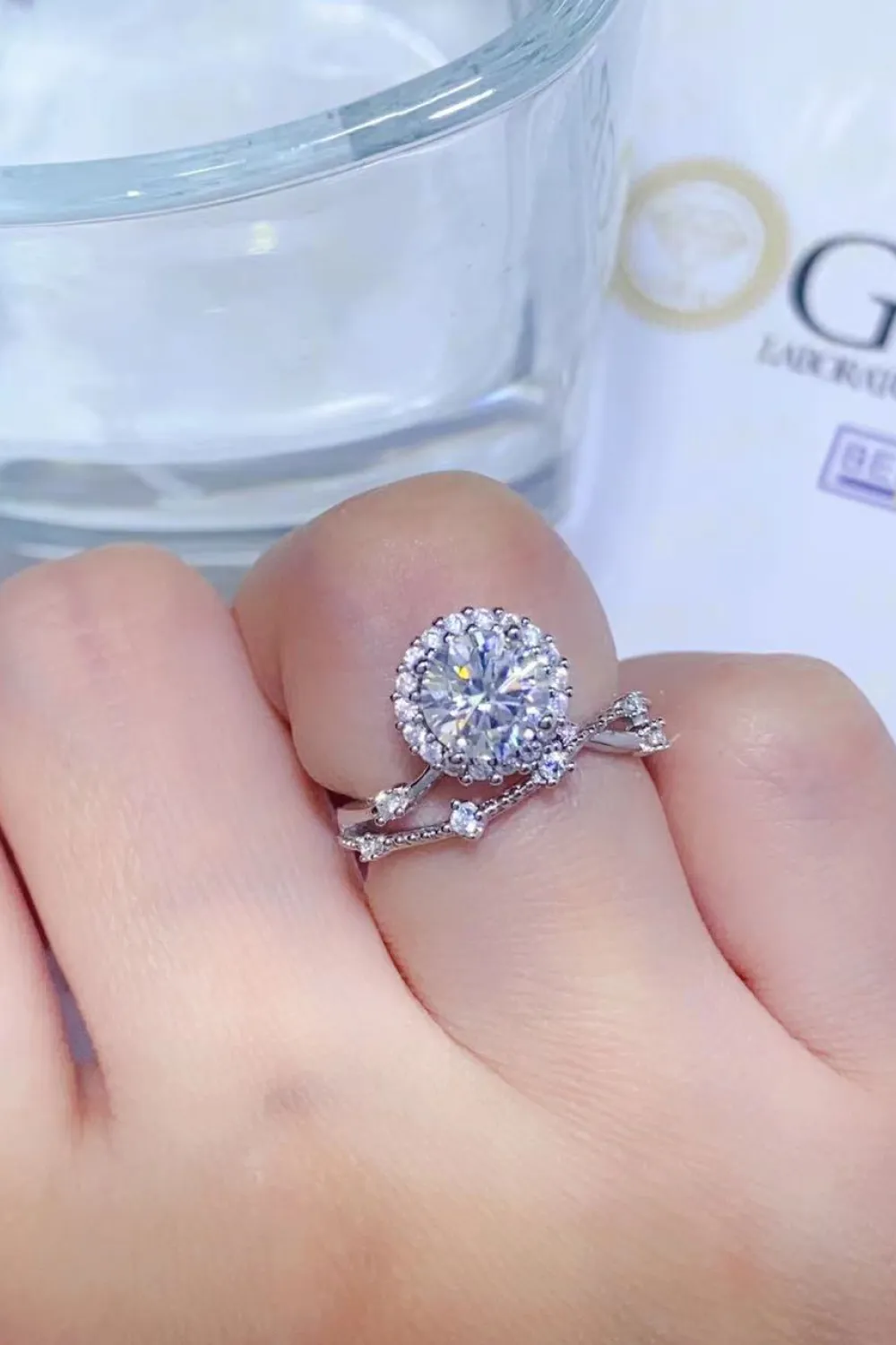 1 Carat Moissanite Platinum-Plated Ring, image 3