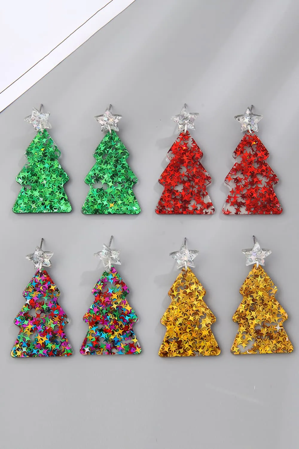 Christmas Tree Acrylic Earrings, image 2