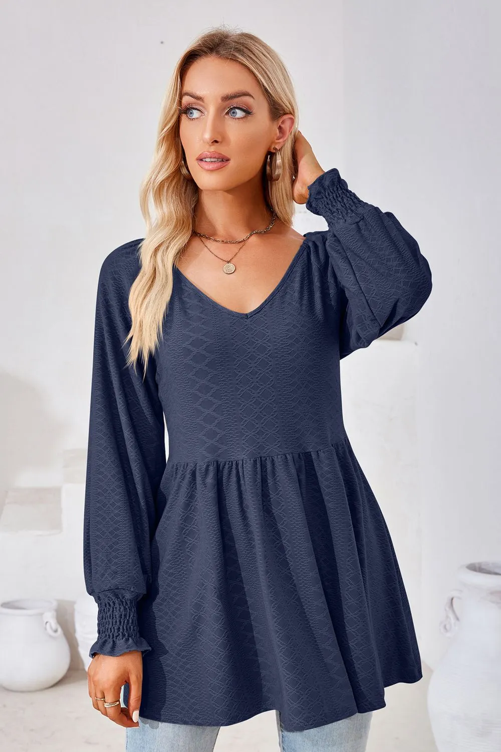 V-Neck Lantern Sleeve Blouse, image 26