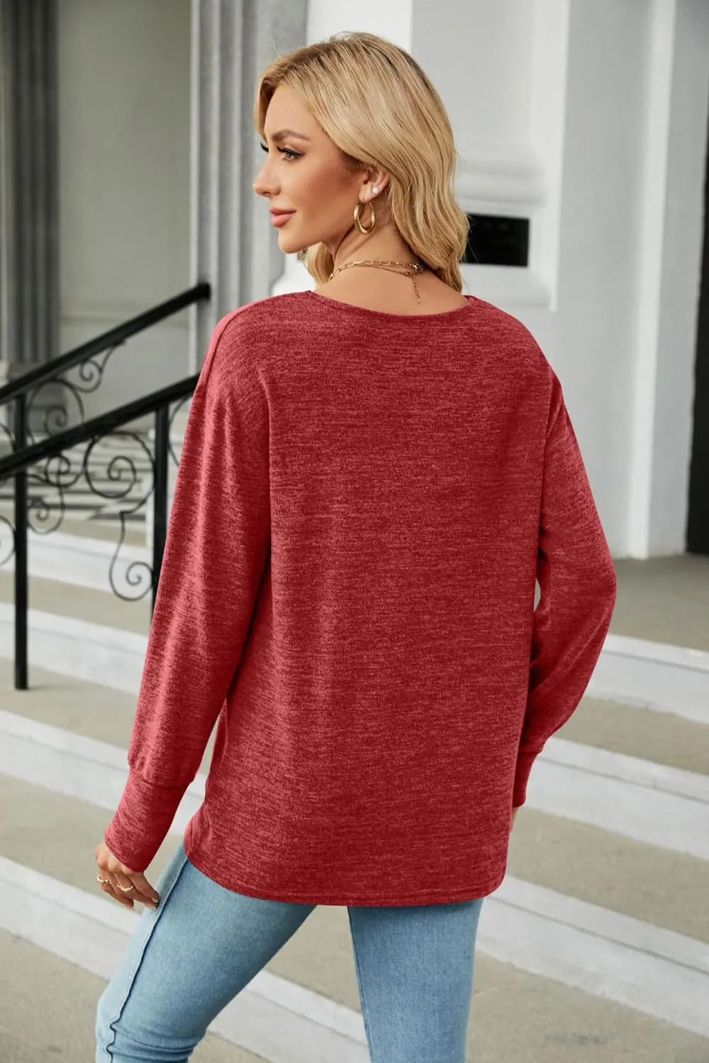 V-Neck Long Sleeve T-Shirt, image 16