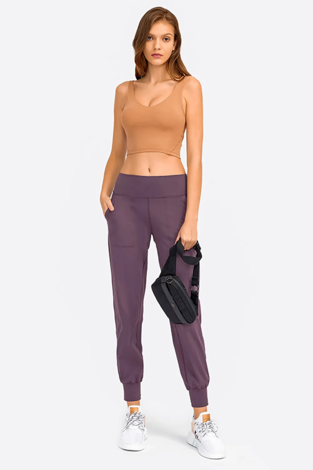 Deep V-Neck Crop Sports Bra, image 21