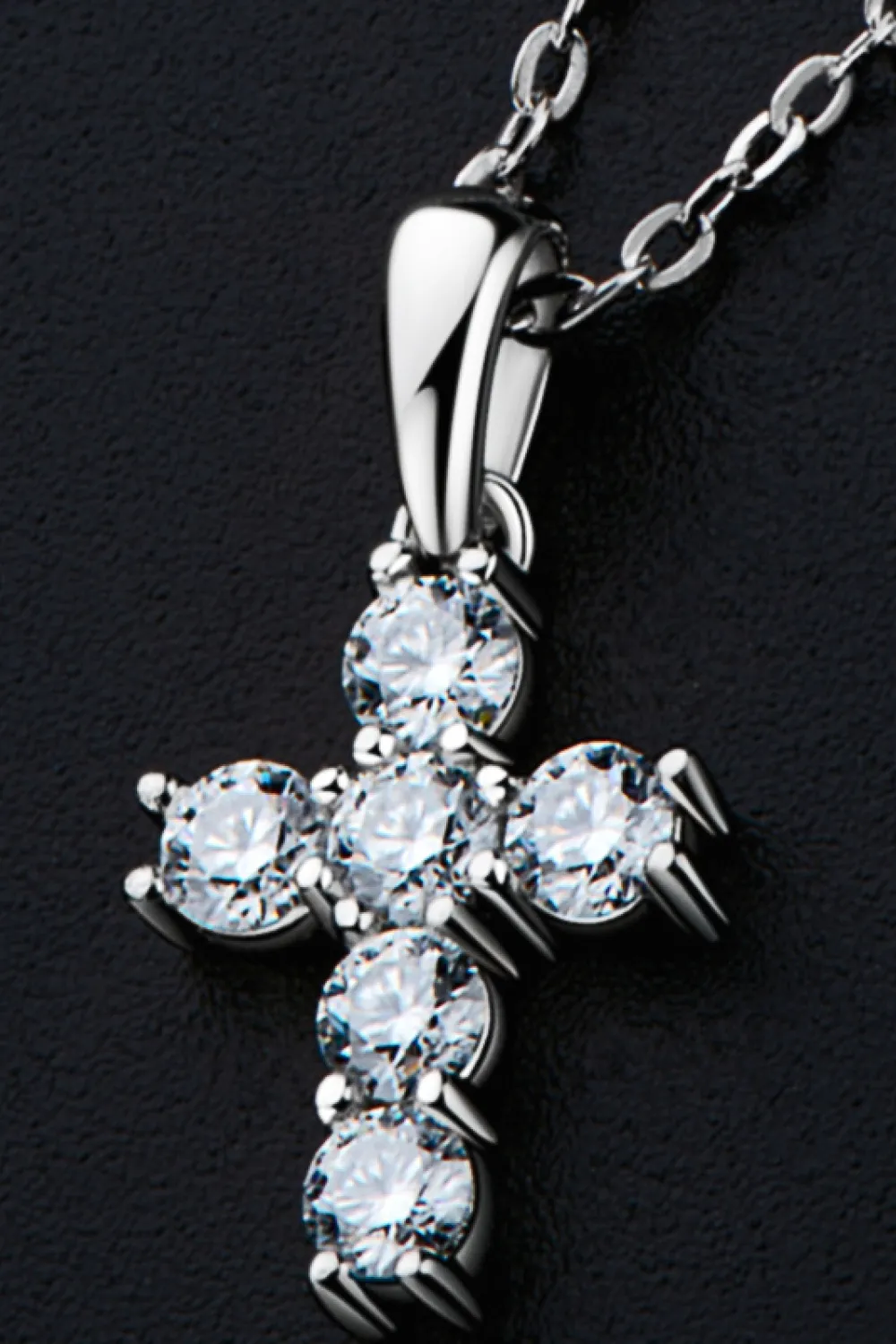925 Sterling Silver Cross Moissanite Pendant Necklace, image 4