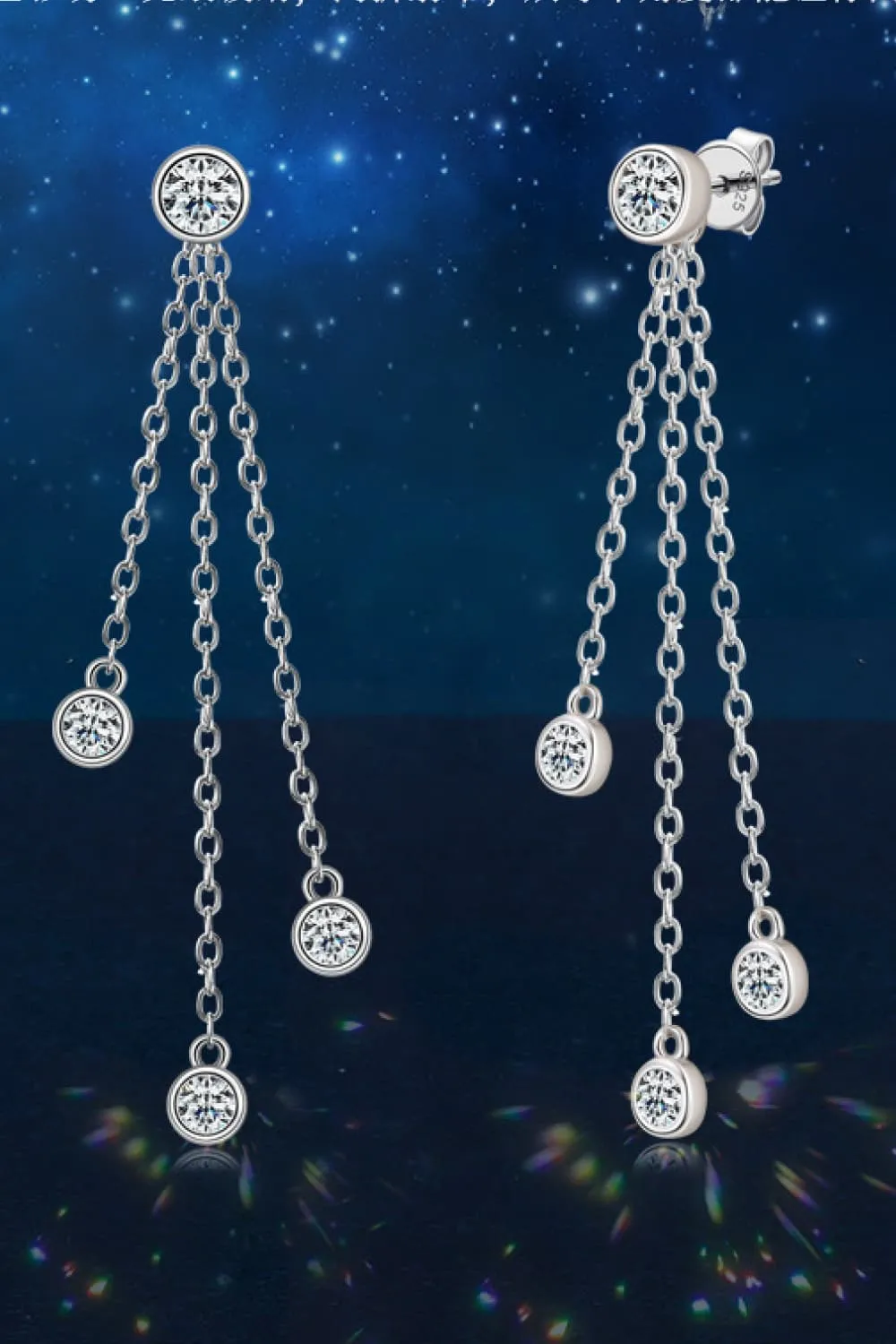 1.2 Carat Moissanite Layered Chain Earrings, image 2