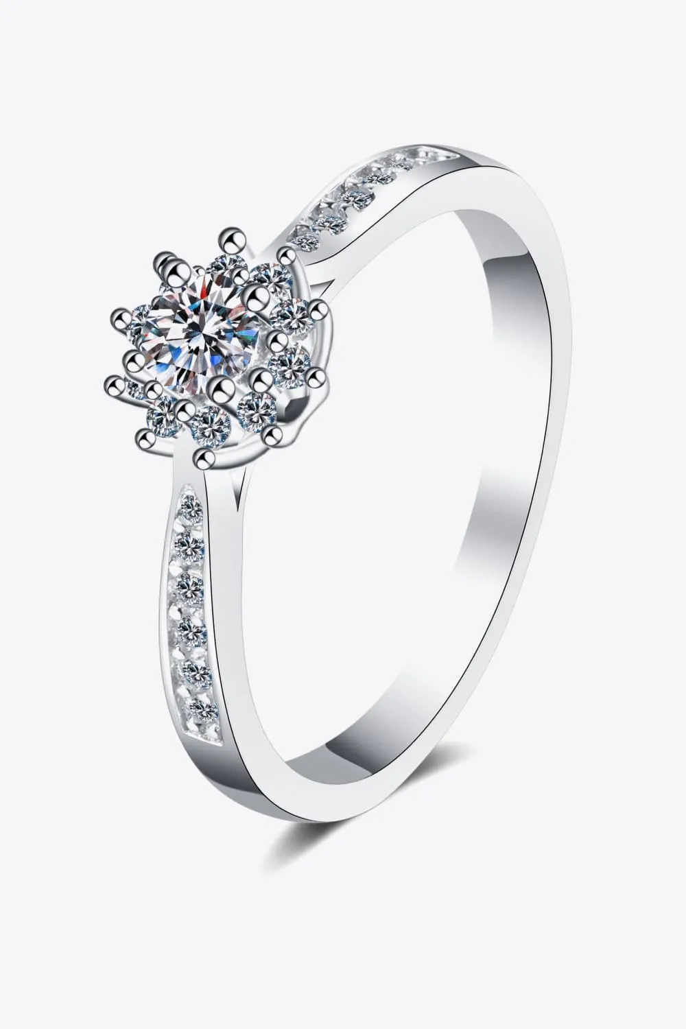 Moissanite Rhodium-Plated Snowflake Ring, image 3