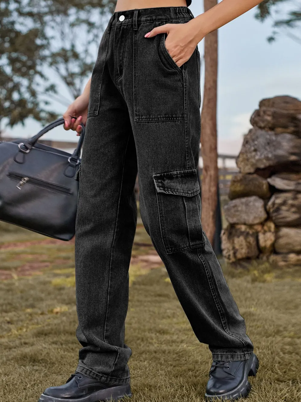 High Waist Cargo Jeans, image 9