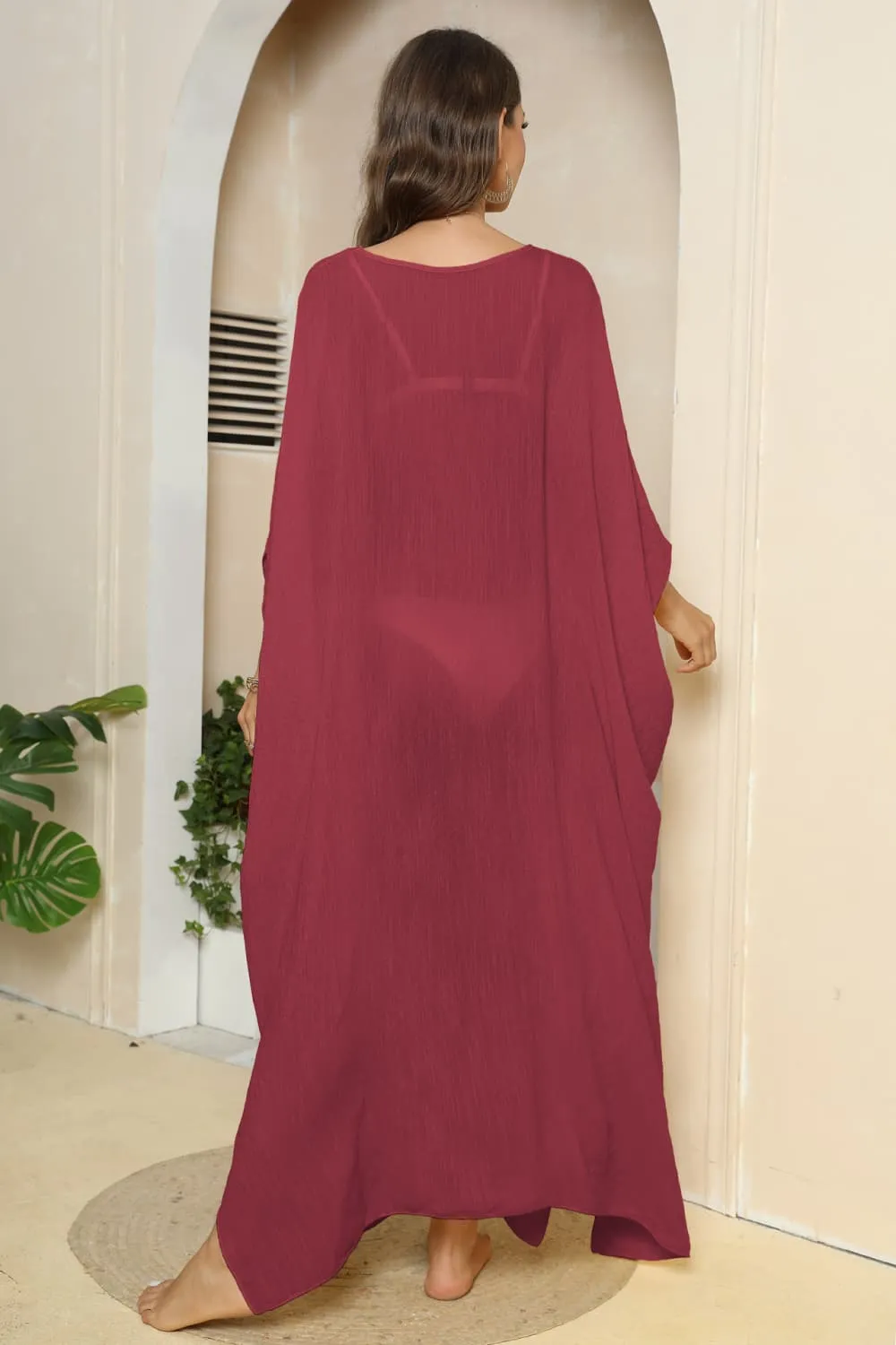 V-Neck Three-Quarter Sleeve Cover-Up, image 16