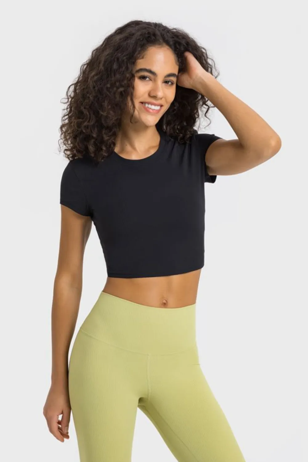 Round Neck Short Sleeve Cropped Sports T-Shirt, image 12