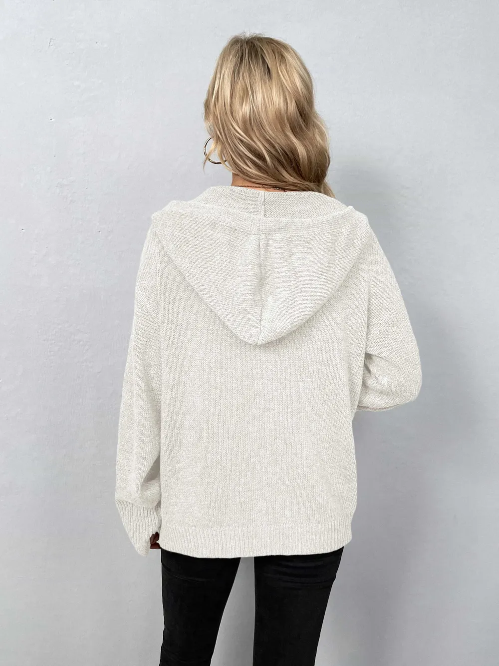 Button-Down Long Sleeve Hooded Sweater, image 5