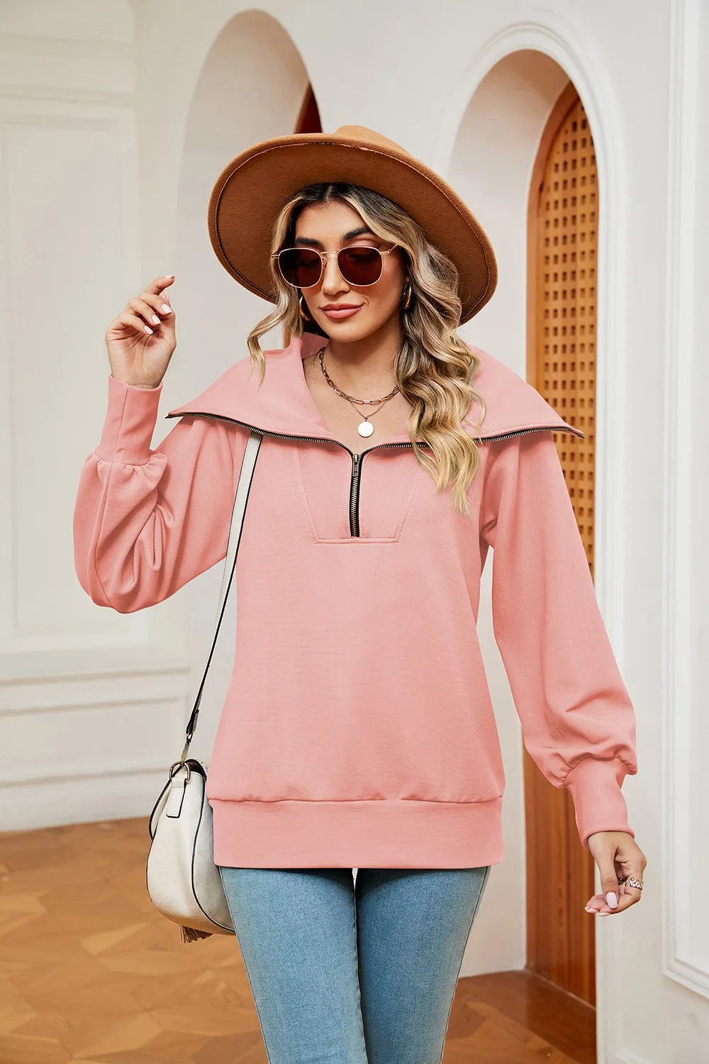 Half-Zip Collared Sweatshirt, image 7