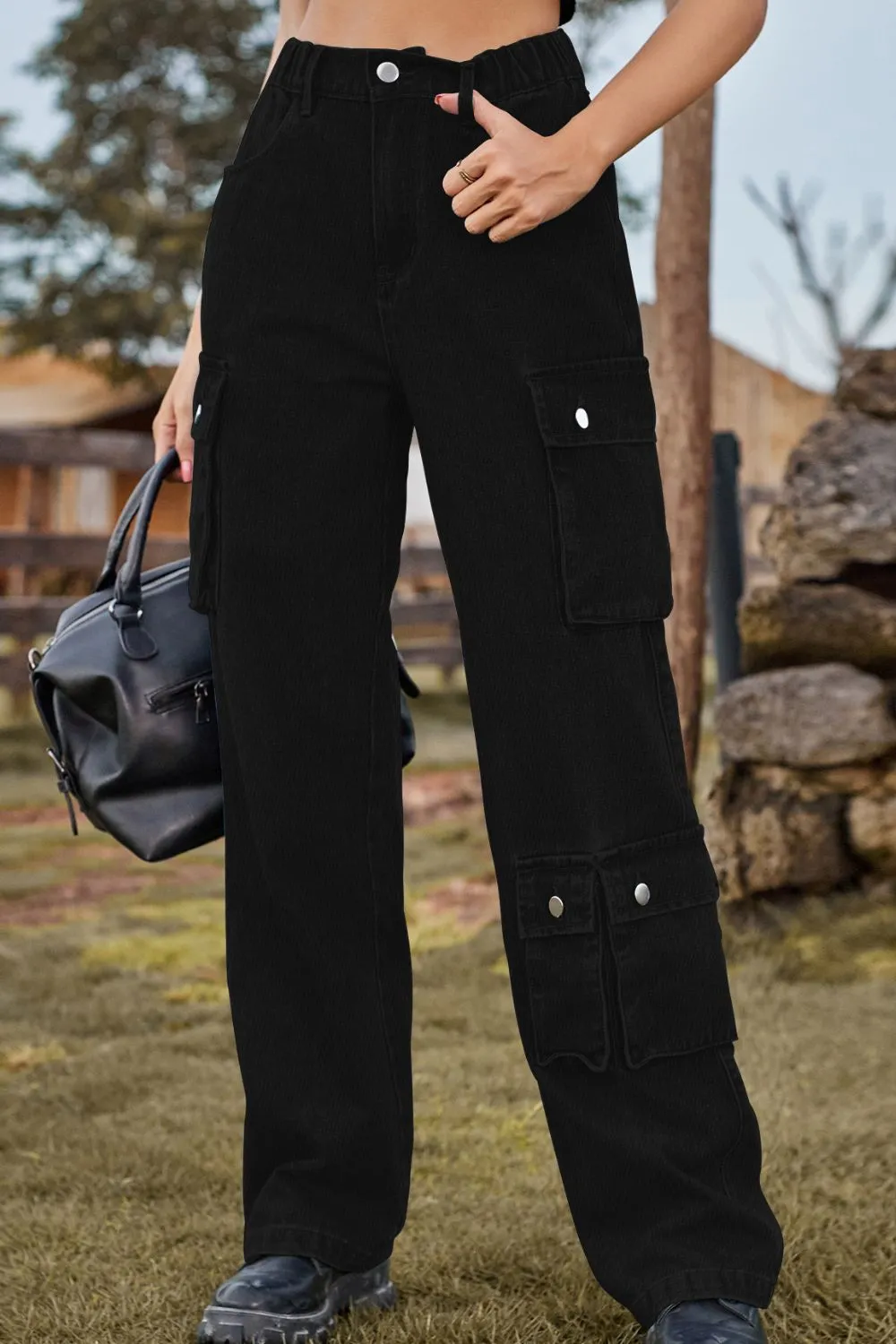 Loose Fit Long Jeans with Pockets, image 18
