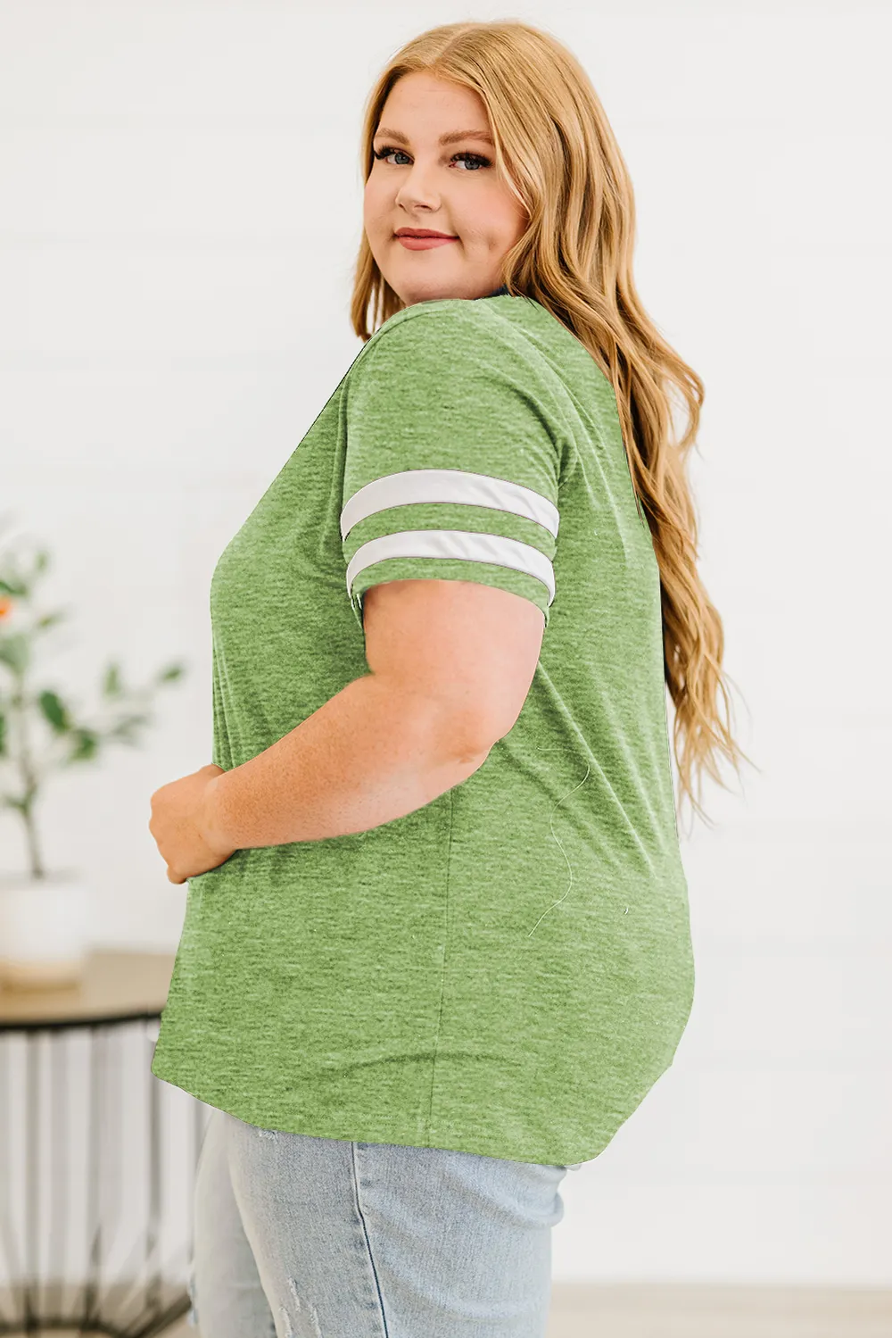 Plus Size Striped V-Neck Tee Shirt, image 21