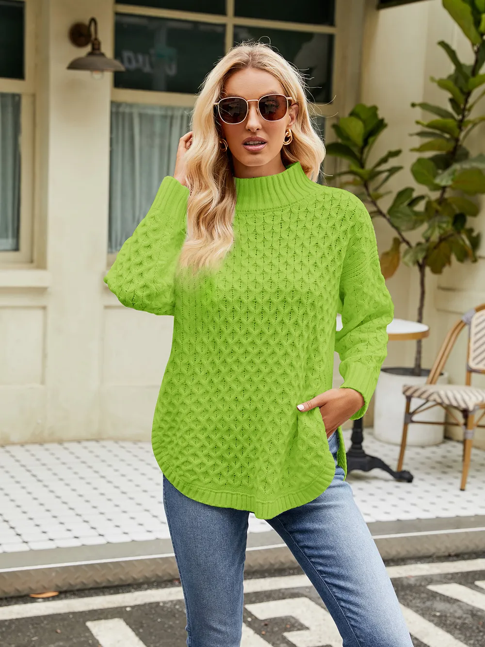 Mock Neck Slit Sweater, image 5