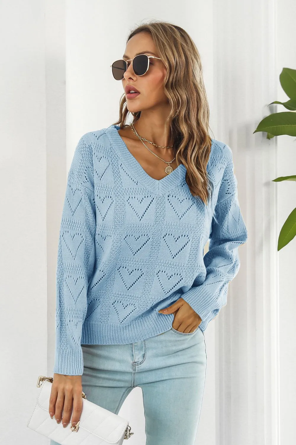 V-Neck Drop Shoulder Sweater, image 8