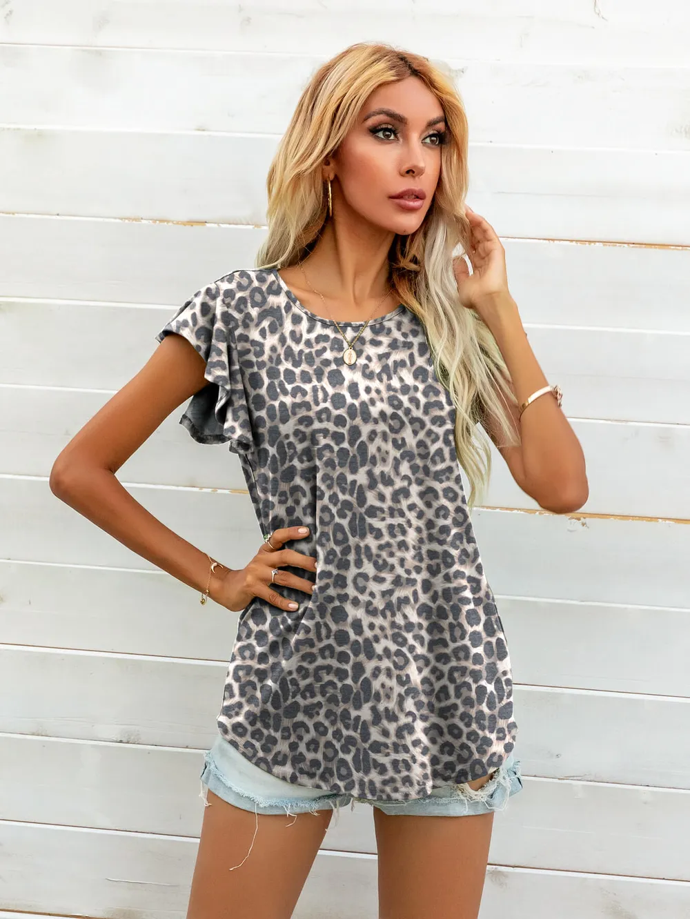 Round Neck Butterfly Sleeve Top, image 15