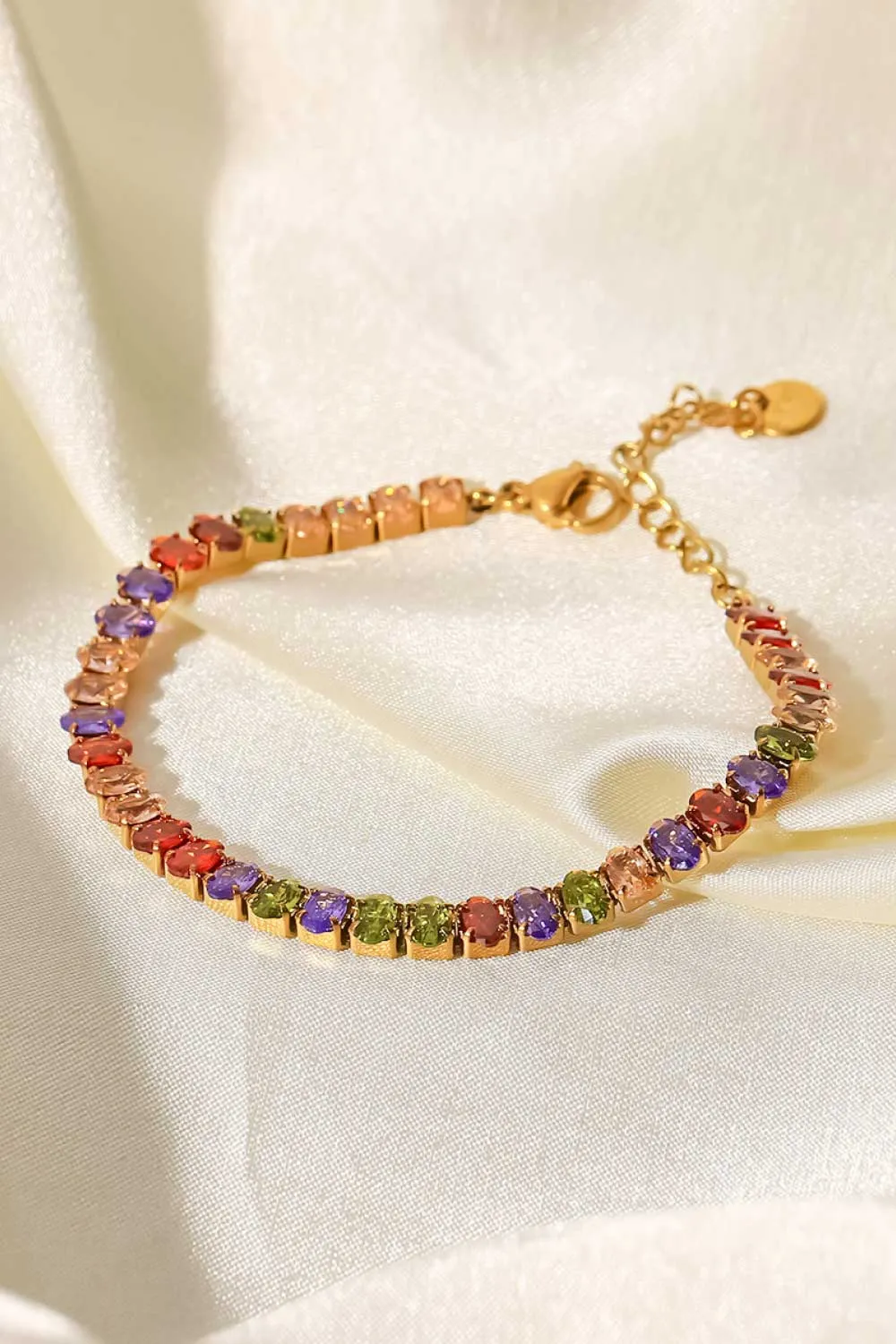 18K Gold Plated Multicolored Zircon Bracelet, image 5