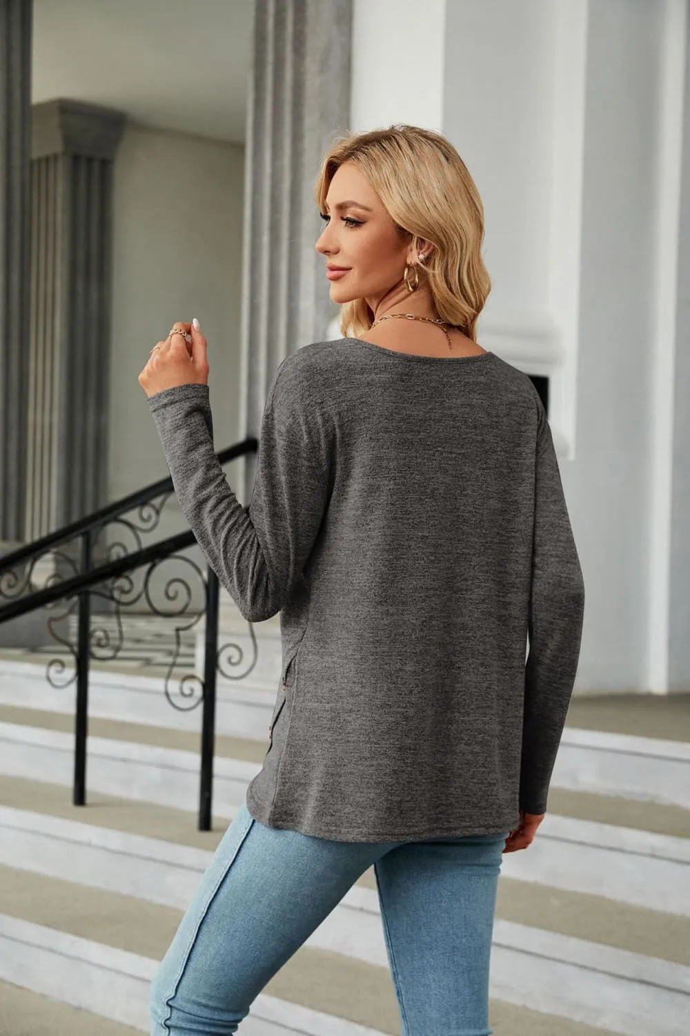 Round Neck Long Sleeve T-Shirt, image 3