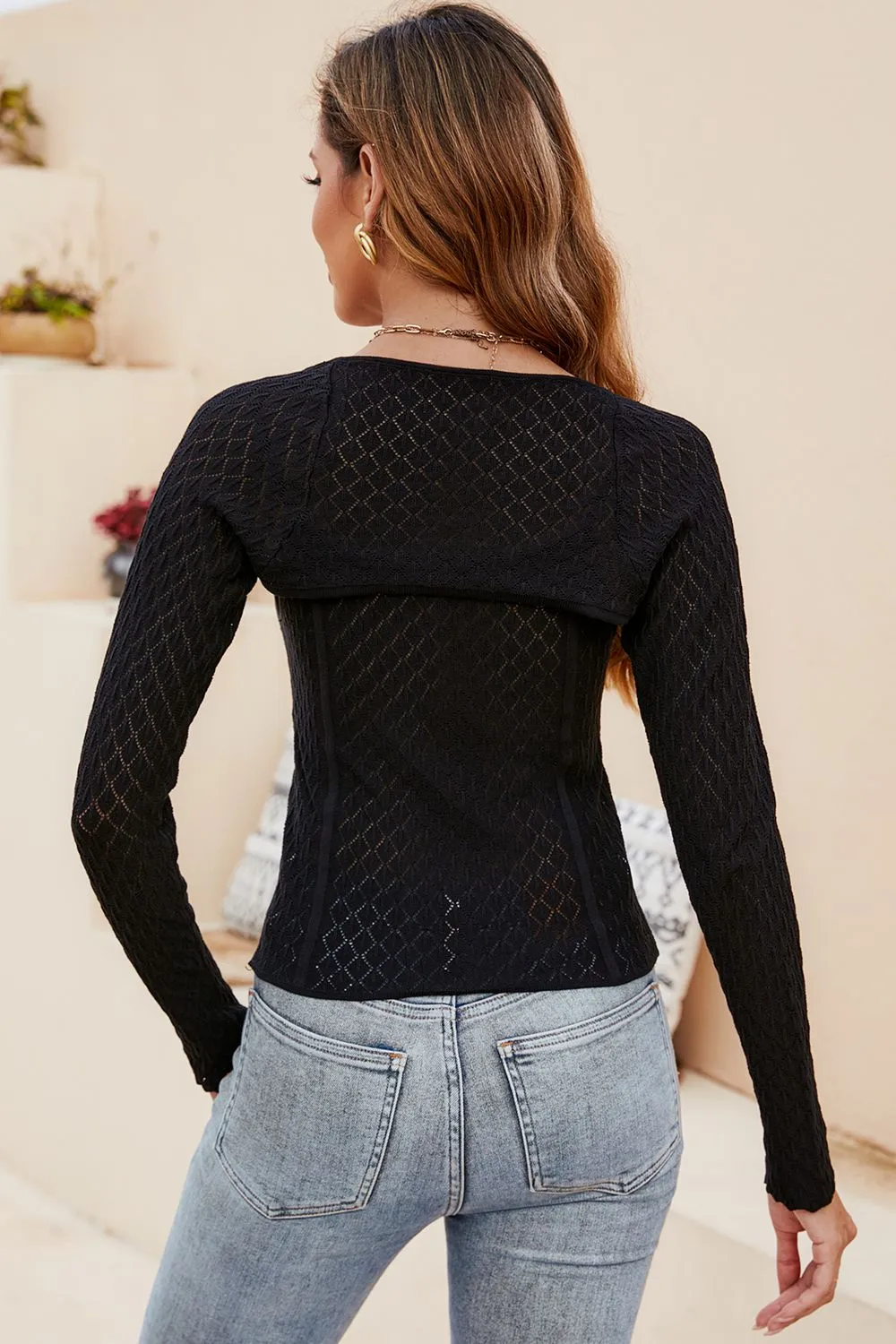Scoop Neck Long Sleeve Knit Top, image 15