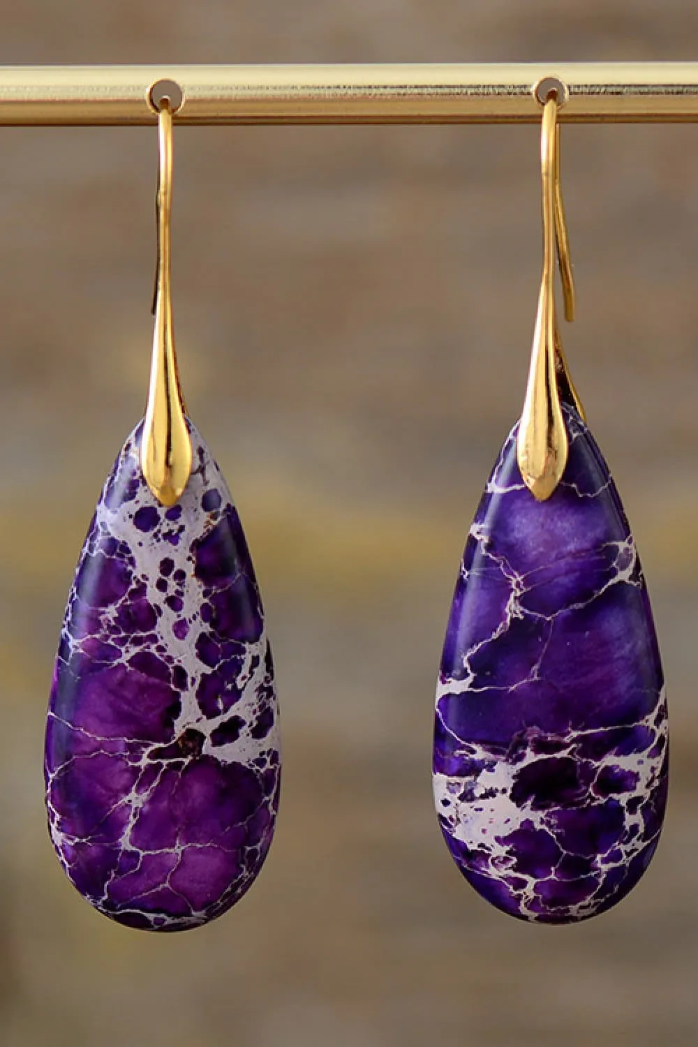 Handmade Teardrop Shape Natural Stone Dangle Earrings, image 10