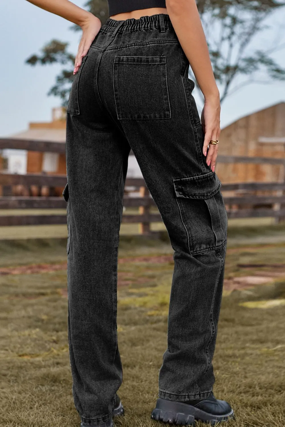 Loose Fit Long Jeans with Pockets, image 11