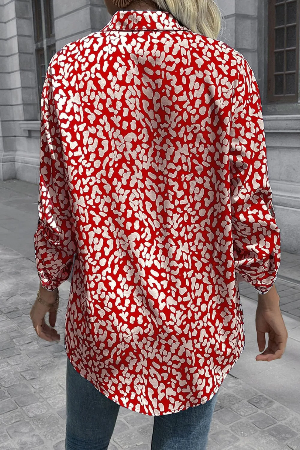 Leopard Roll-Tap Sleeve Shirt, image 13