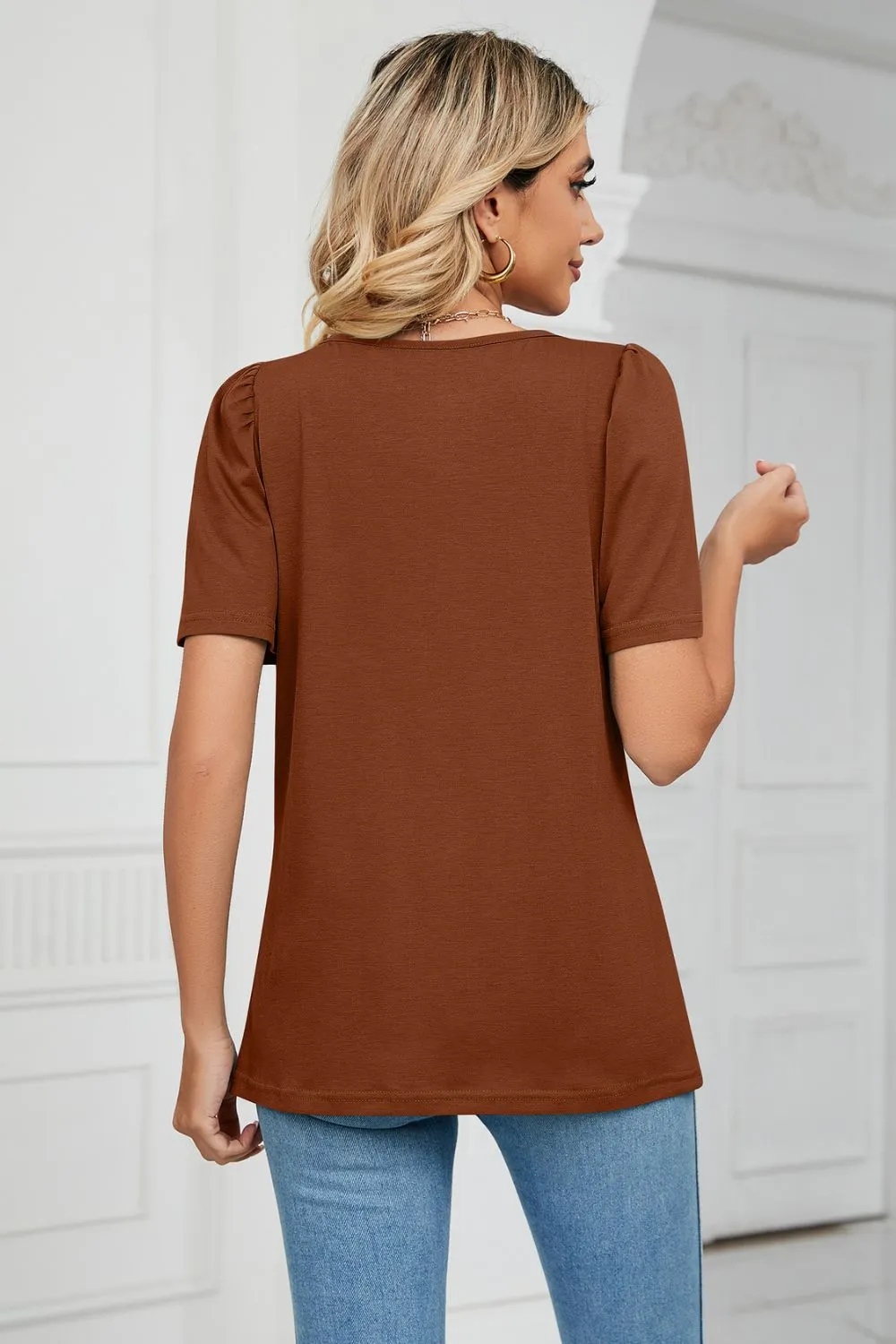 Square Neck Puff Sleeve T-Shirt, image 13