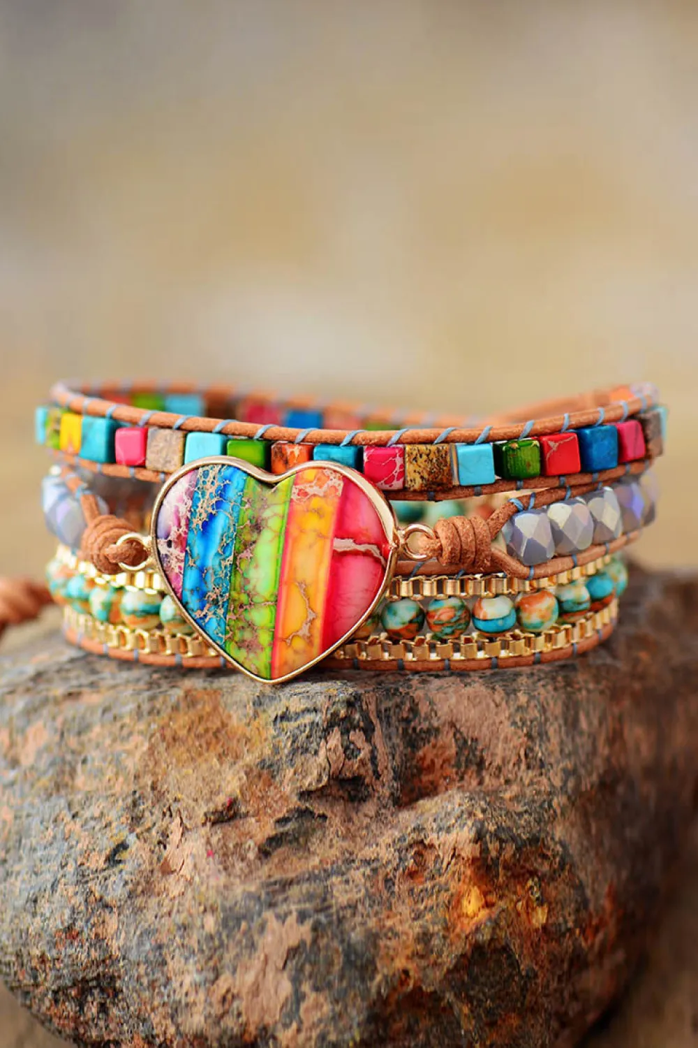 Imperial Jasper & Crystal Layered Bracelet, image 3