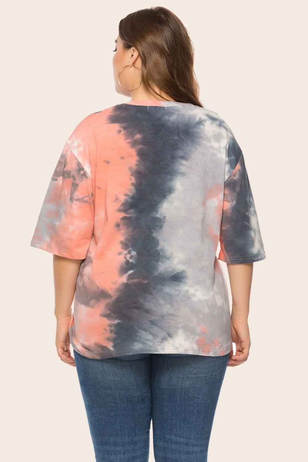 Plus Size Tie-Dye Half Sleeve Tee Shirt, image 2