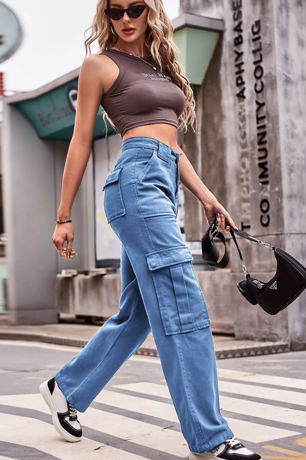 Buttoned High Waist Loose Fit Jeans, image 6