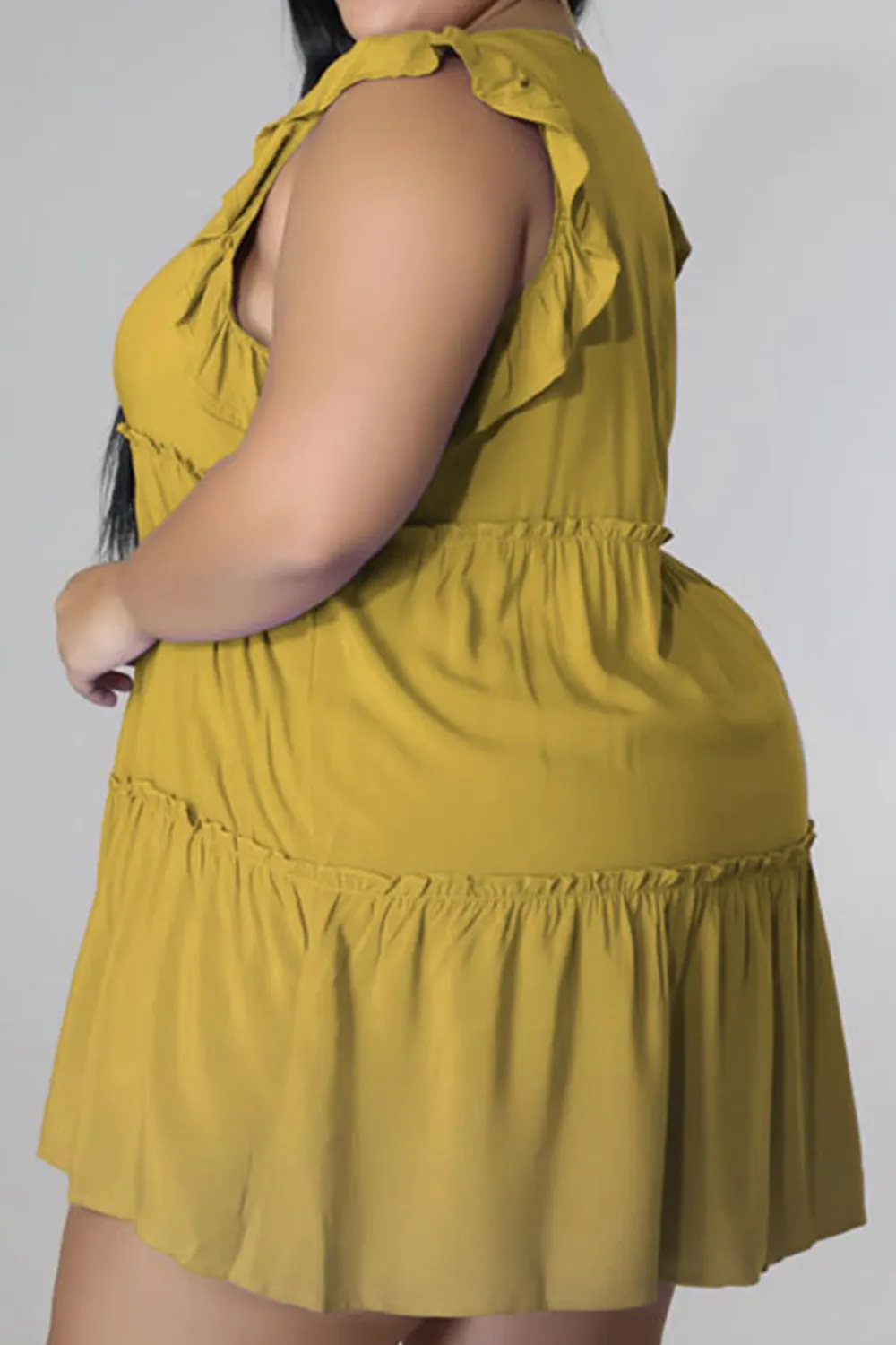 Plus Size V-Neck Frill Trim Mini Dress, image 15