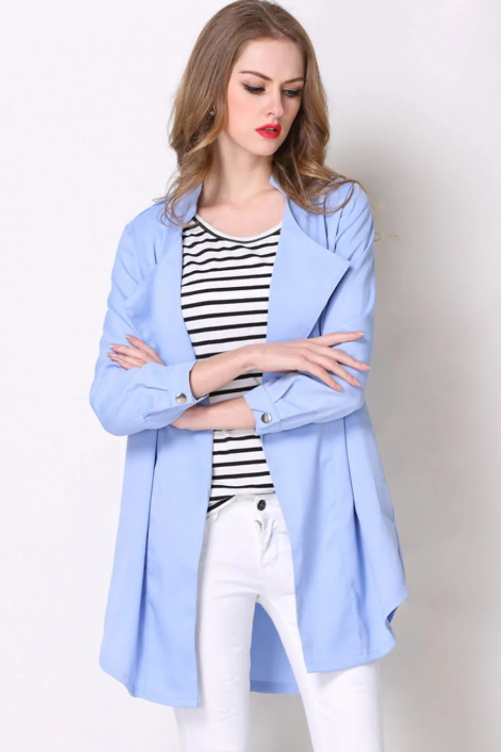 Full Size Open Front Longline Trench Coat, image 7