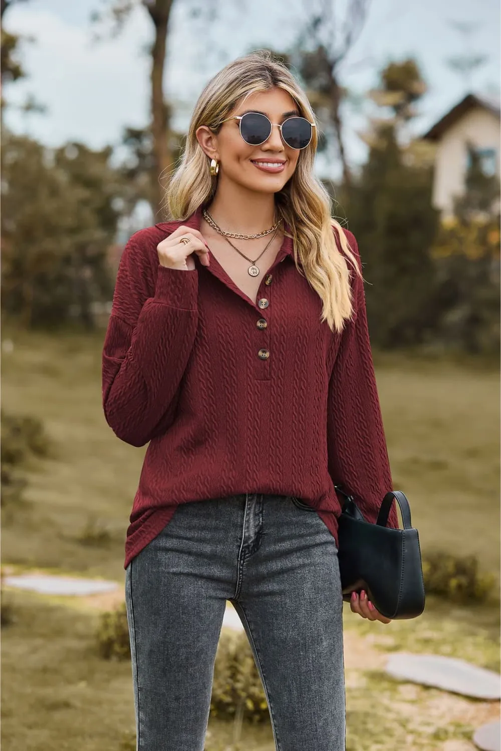 Collared Neck Long Sleeve Blouse, image 18