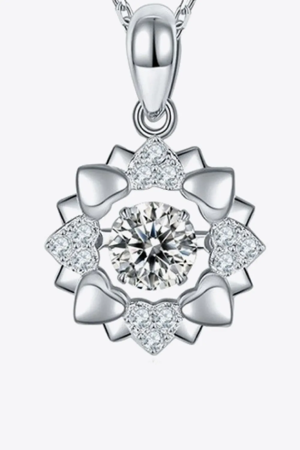 Moissanite Flower Shape Pendant Necklace, image 2