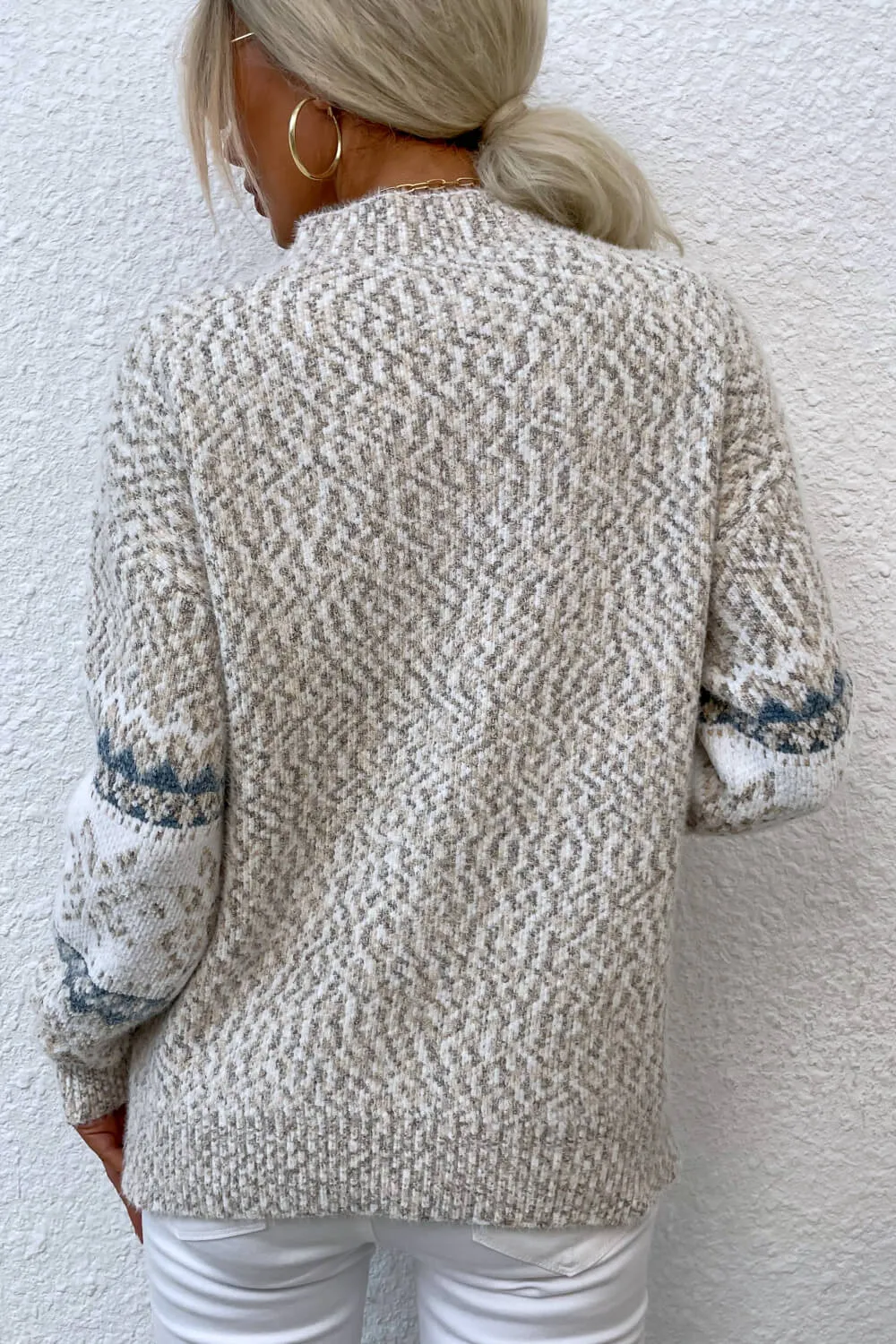 Snowflake Pattern Mock Neck Sweater, image 11