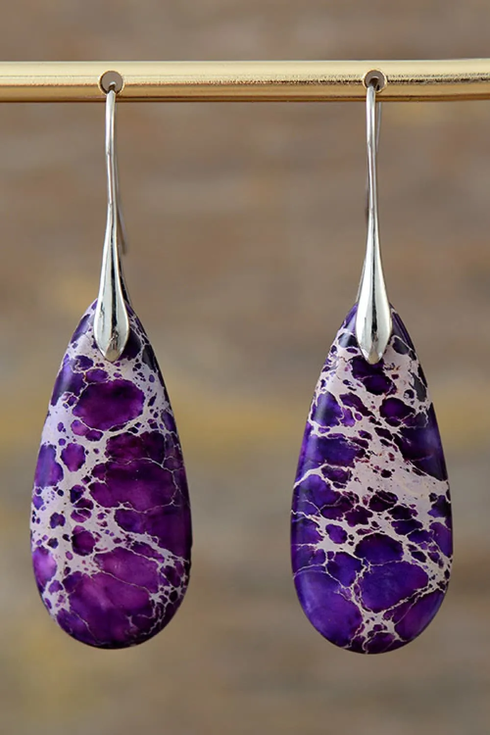 Handmade Teardrop Shape Natural Stone Dangle Earrings, image 11
