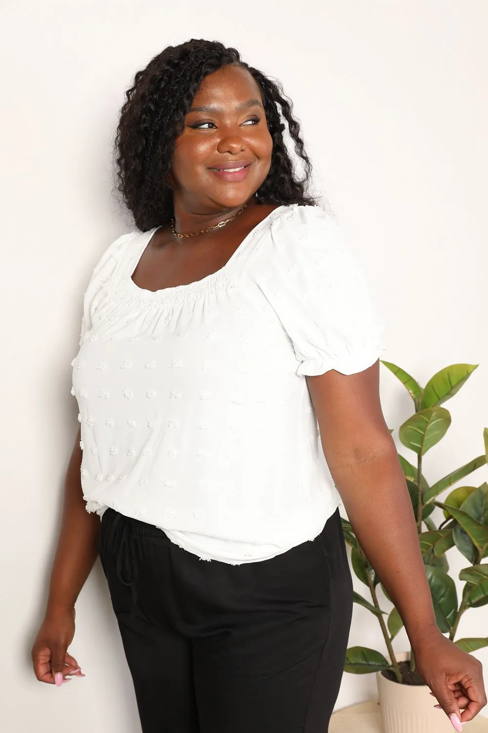Swiss Dot Puff Sleeve Square Neck Blouse, image 8